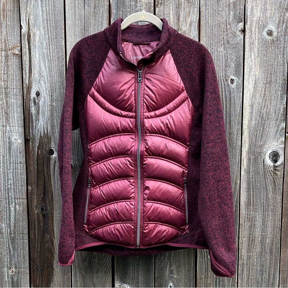 London Fog maroon down coat size medium